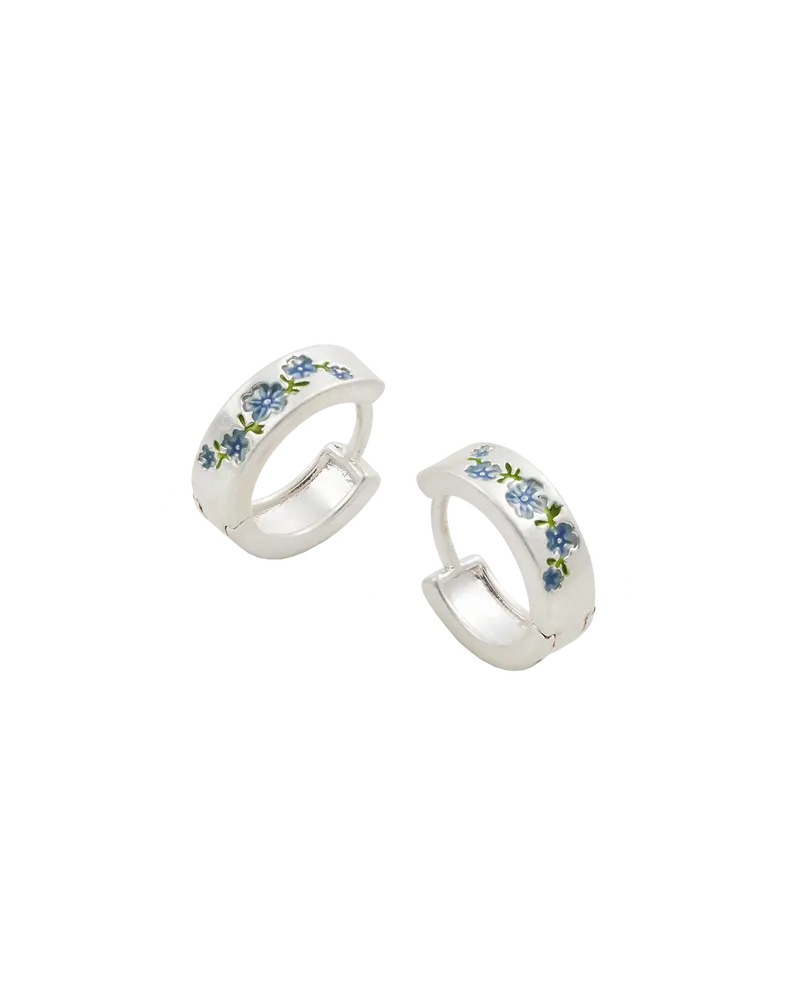 Forget Me Not Silver Mini Hoop Earrings 1