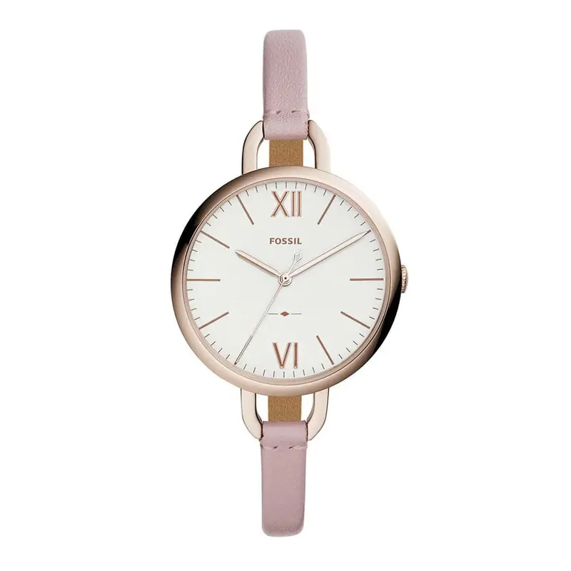 Fossil Annette Analog Quartz Rose Gold Stainless Steel Es4356 Pink Leather Strap Women's Watch 1