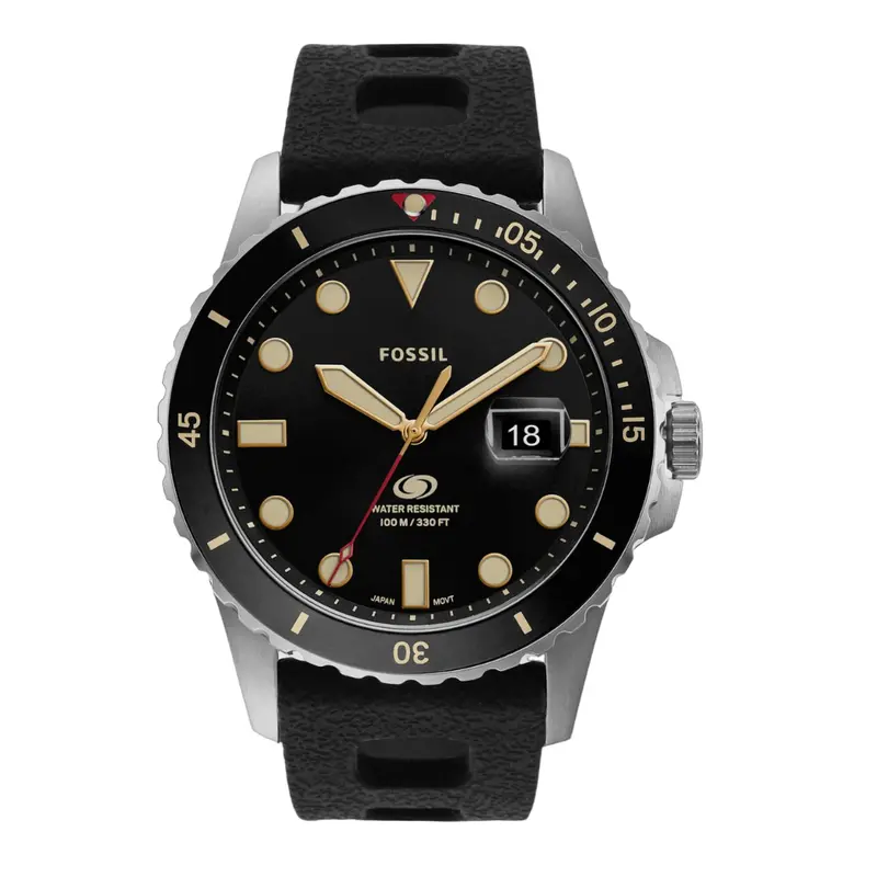 Fossil Black Dial Silicone Strap Men Watch Fs5947p 1