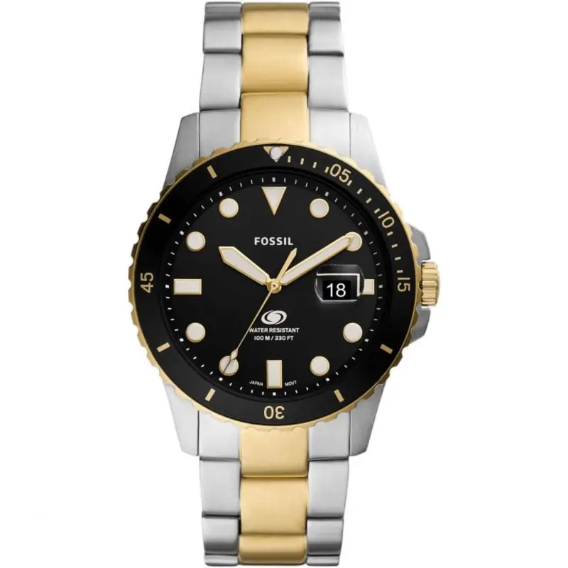 Fossil Black Dial Two-Tone Stainless Steel Strap Men Watch Fs5951 1