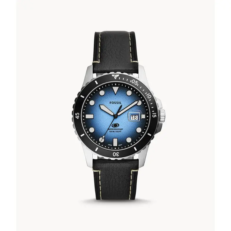 Fossil Blue Dial Black Leather Strap Men Watch Fs5960p 1