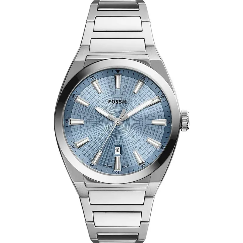 Fossil Blue Dial Silver Stainless Steel Strap Men Watch Fs5986 1