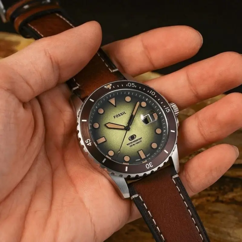 Fossil Blue Dive Brown Leather Strap Men Watch Fs5961 1