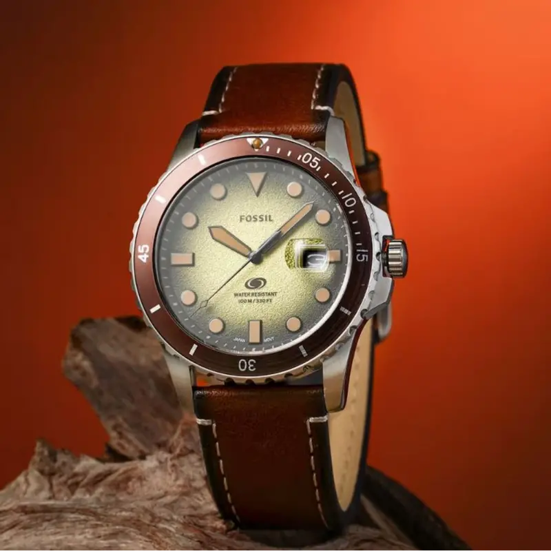Fossil Blue Dive Brown Leather Strap Men Watch Fs5961 2