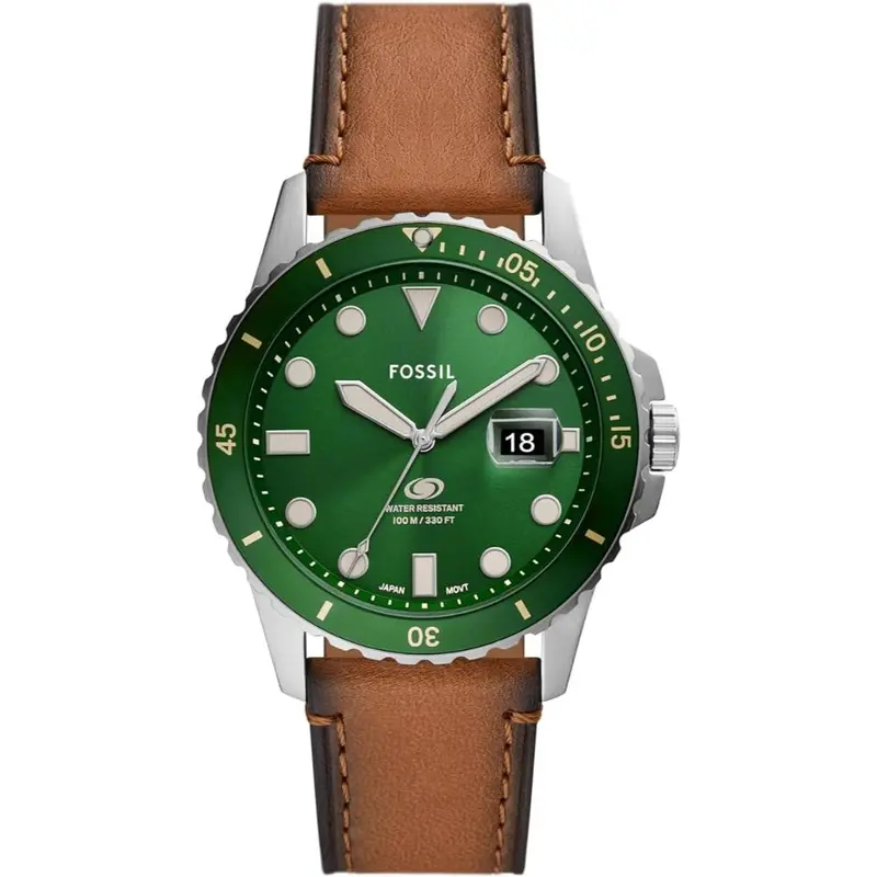 Fossil Blue Dive Green Dial Tan Litehide Leather Strap Men's Watch Fs5946p 1