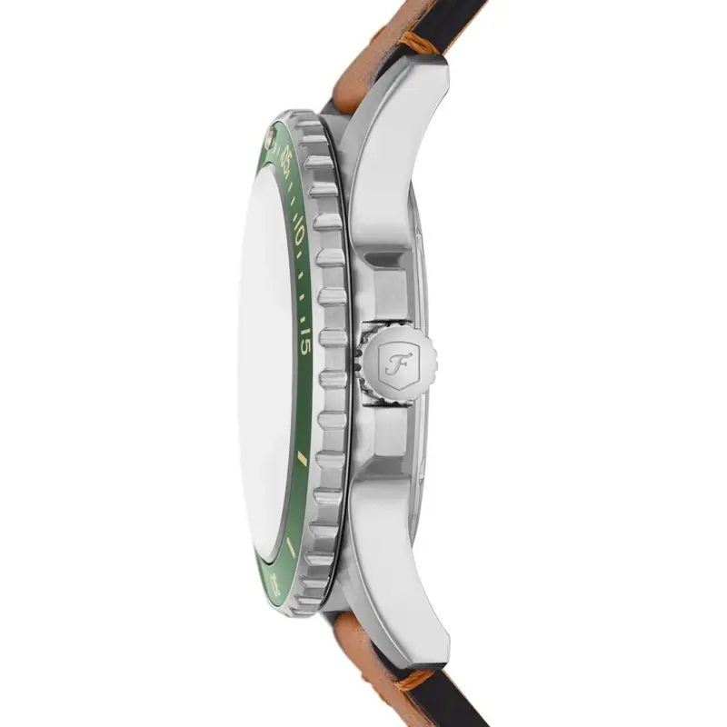 Fossil Blue Dive Green Dial Tan Litehide Leather Strap Men's Watch Fs5946p 2