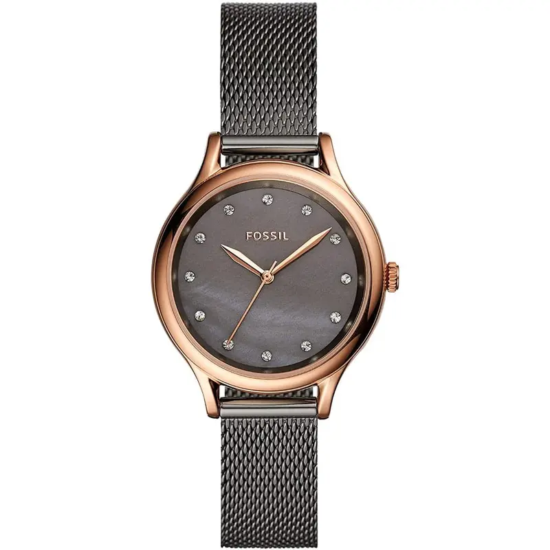 Fossil Bq3393 Laney-Three Hand Smoke Stainless Steel Mesh Strap Women's Watch 1