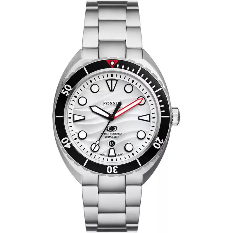 Fossil Breaker White Dial Three-Hand Date Stainless Steel Watch Fs6063 1