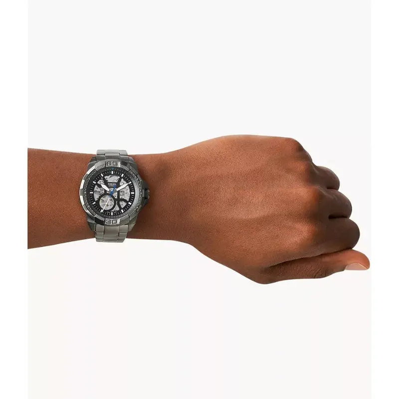 Fossil Bronson Automatic Gray Stainless Steel Strap Men Watch Me3218 2