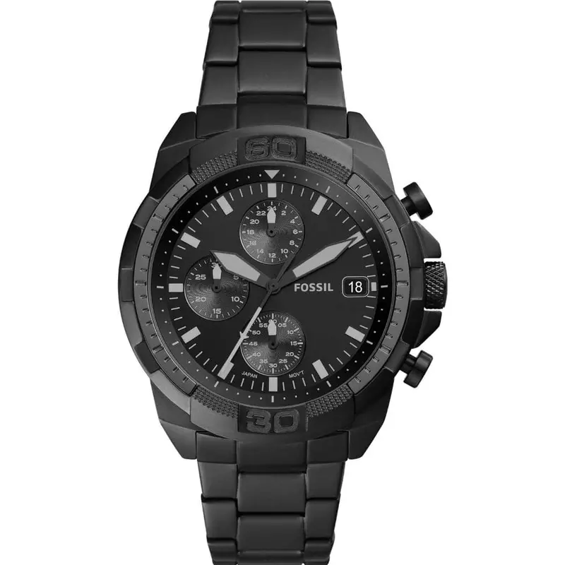 Fossil Bronson Chronograph Black Dial Stainless Steel Strap Men Watch Fs5853p 1