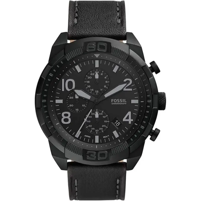 Fossil Bronson Chronograph Black Leather Strap Men's Watch Fs5874p 1