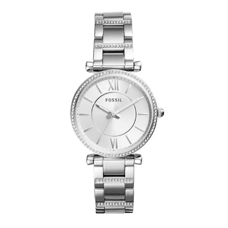Fossil Carlie Analog Quartz Silver Stainless Steel Es4341 Women's Watch 1