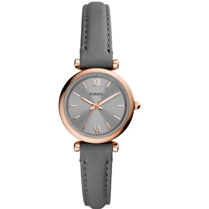 Fossil Carlie Es5068 Mini Three-Hand Gray Leather Women's Watch 1