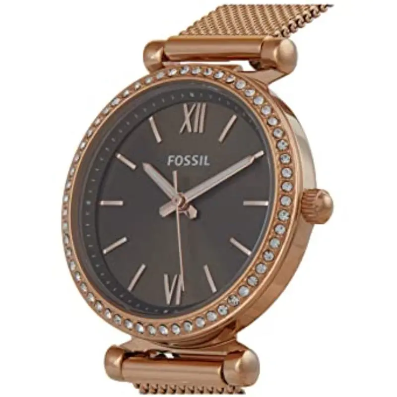 Fossil Carlie Mini-Three Hand Rose Gold Stainless Steel Mesh Women's Watch Es4957 2