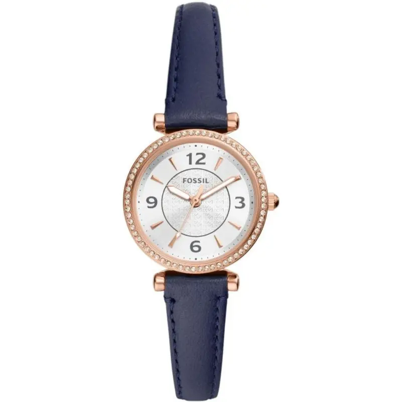 Fossil Carlie Navy Blue Leather Strap Women Watch Es5295 1
