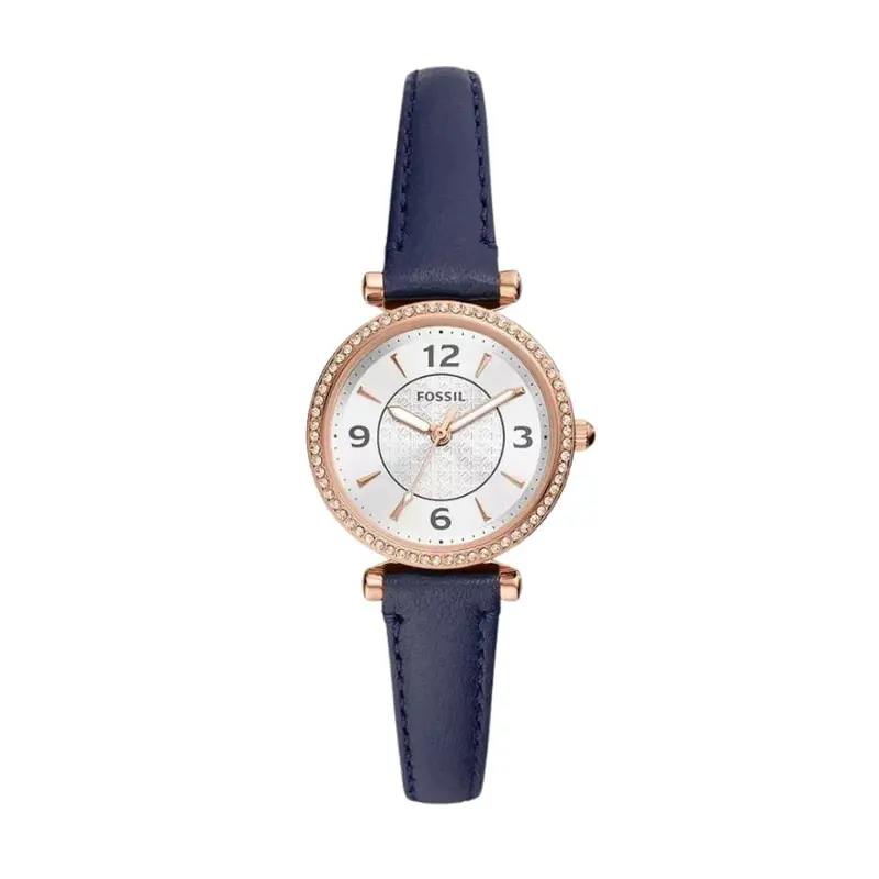Fossil Carlie Navy Blue Leather Strap Women Watch Es5295 2
