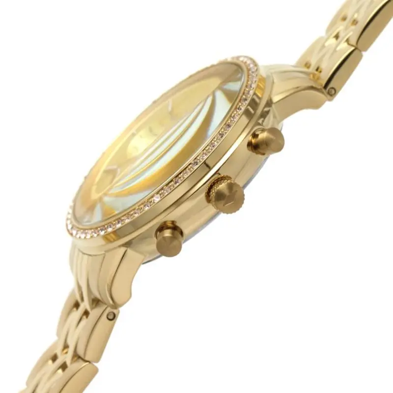 Fossil Chronograph Gold Dial Stainless Steel Strap Women Watch Es5219p 2