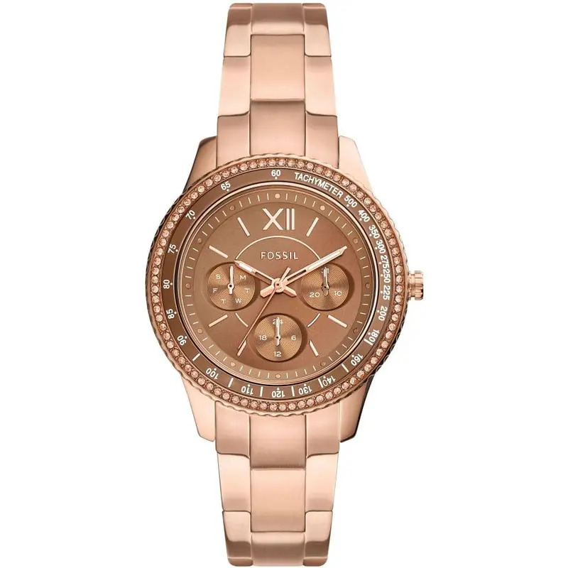 Fossil Chronograph Rose Gold Stainless Steel Strap Women Watch Es5109p 1