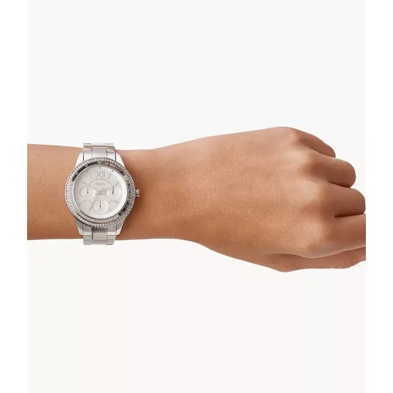 Fossil Chronograph Silver Dial Stainless Steel Strap Women Watch Es5108p 2
