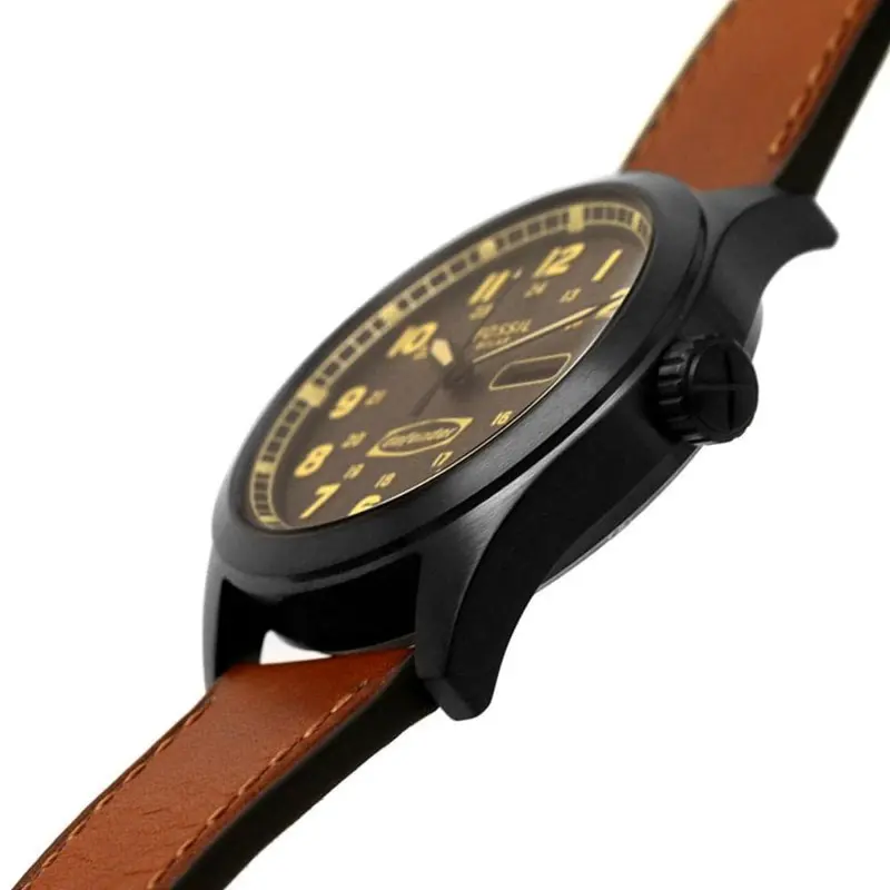 Fossil Defender Black Dial Brown Leather Strap Men Watch Fs5978 2