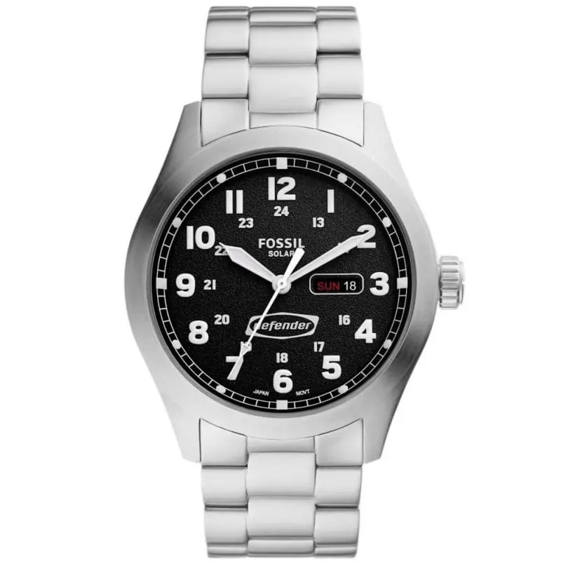 Fossil Defender Black Dial Silver Stainless Steel Strap Men Watch Fs5976 1
