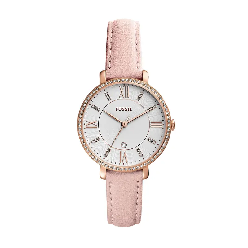 Fossil Es4303 Jacqueline White Dial Diamond Accent Blush Leather Women's Watch 1