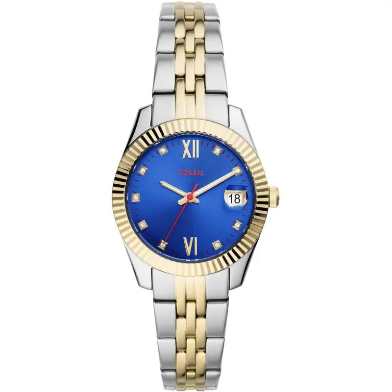 Fossil Es4899 Scarlette Mini Blue Dial Two-Tone Stainless Steel Band Women's Watch 1
