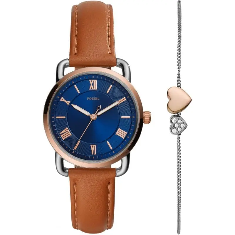 Fossil Es4913set Copeland Three Hand Brown Leather Women's Watch 1