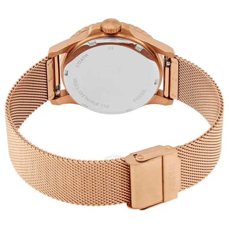 Fossil Es4999 Crystal White Dial Rose Gold Stainless Steel Mesh Band Women's Watch 2