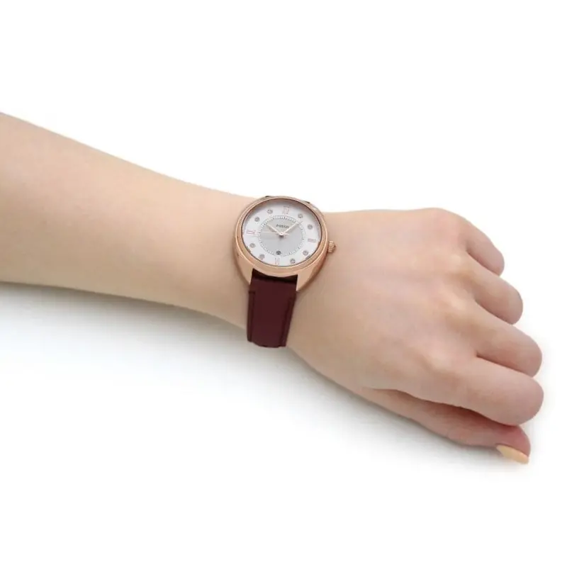 Fossil Es5148 Burgundy Leather Strap Ladies Watch 2