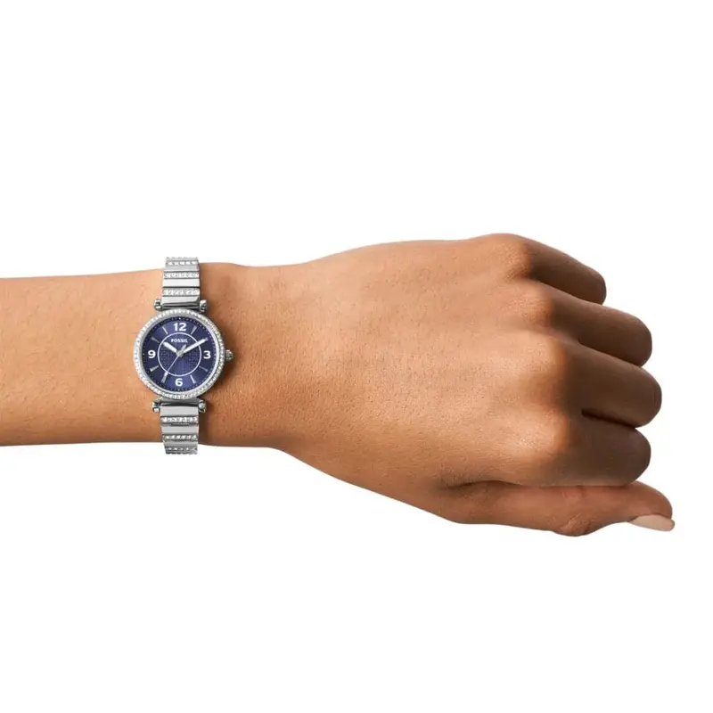 Fossil Es5190 Carlie Three-Hand Blue Stainless Steel Women's Watch 2