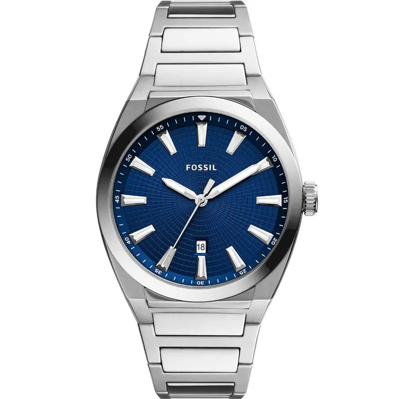Fossil Everett Blue Dial Silver Stainless Steel Strap Men Watch Fs5822 1