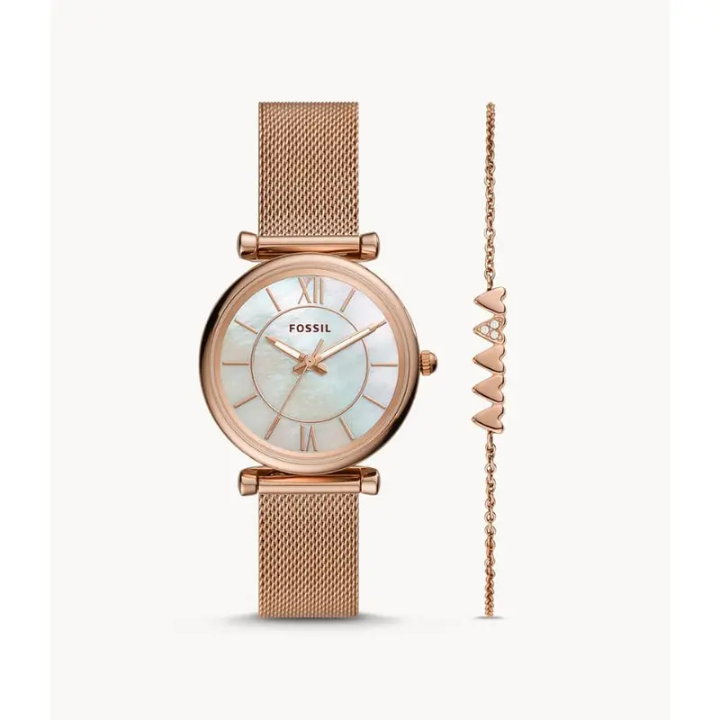 Fossil Fes5058set Carlie Stainless Steel Mesh Band Women's Watch 1