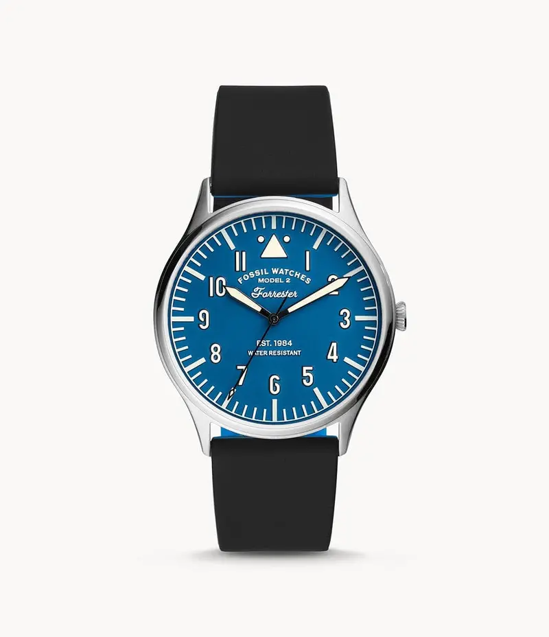 Fossil Forrester Three-Hand Black & Blue Silicone Men's Watch Fs5617 1