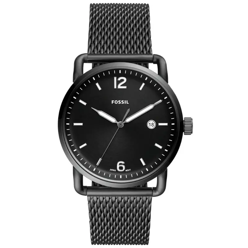 Fossil Fs5419 Commuter Three Hand Date Smoke Stainless Steel Mesh Band Men's Watch 1