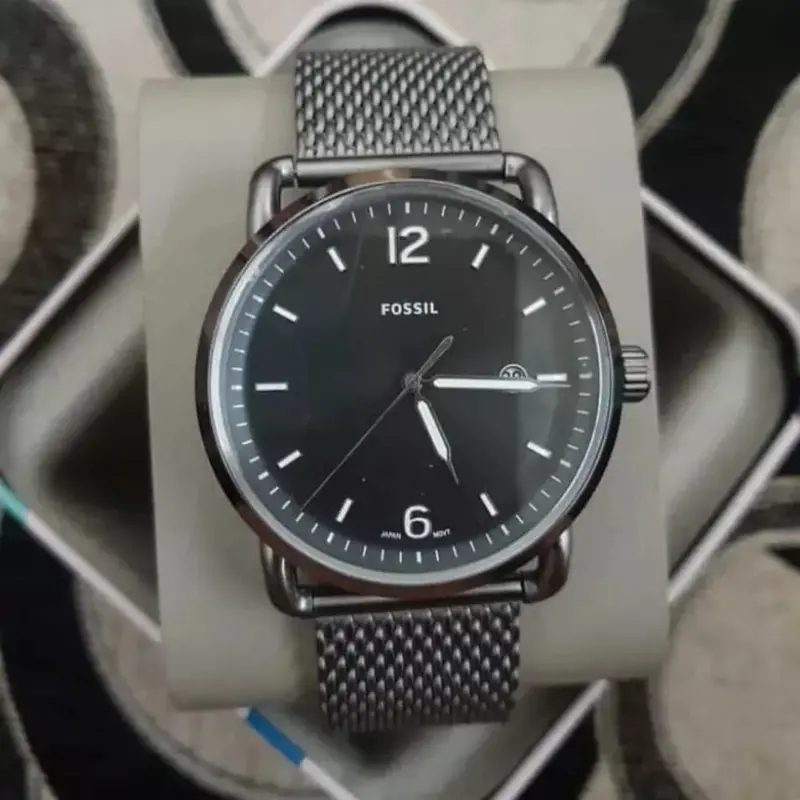 Fossil Fs5419 Commuter Three Hand Date Smoke Stainless Steel Mesh Band Men's Watch 2