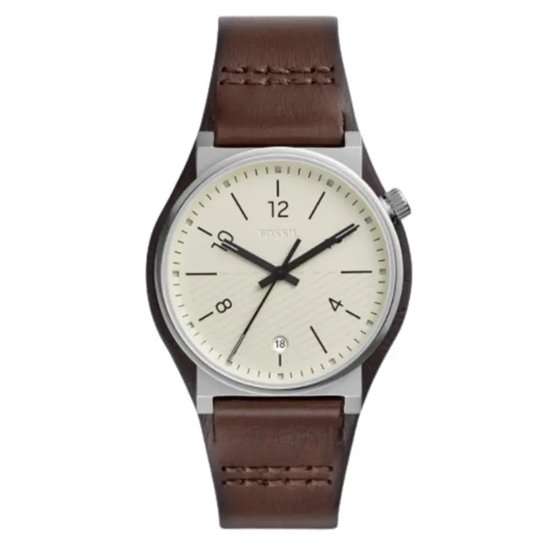 Fossil Fs5510 Barstow Round Cream Dial Brown Leather Men's Watch 1