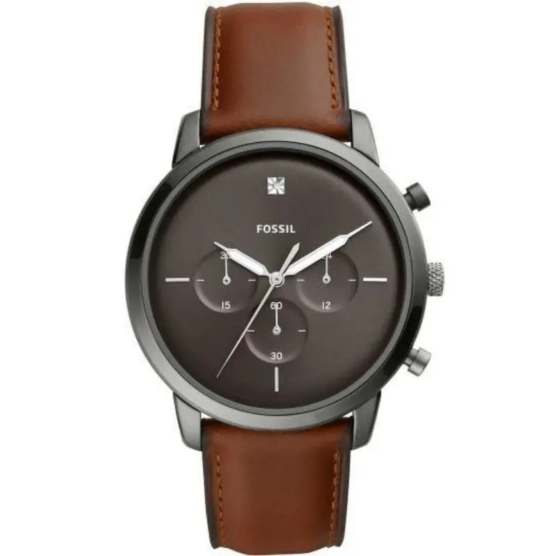 Fossil Fs5582p Neutra Chronograph Grey Dial Brwon Leather Men's Watch 1