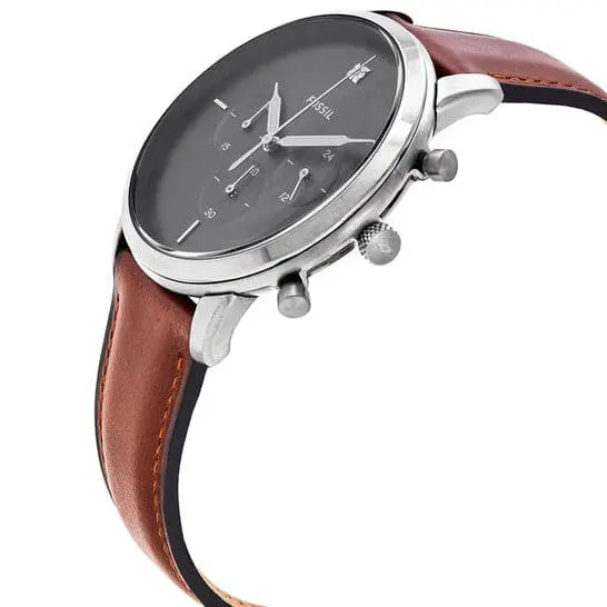 Fossil Fs5582p Neutra Chronograph Grey Dial Brwon Leather Men's Watch 2