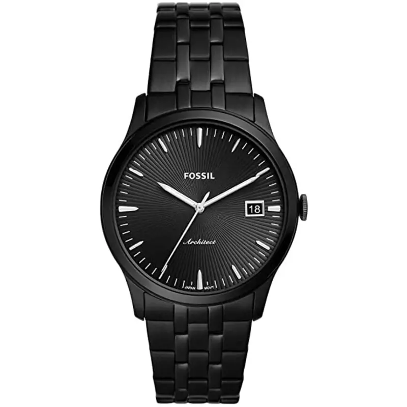 Fossil Fs5647 Three Hand Date Black Dial Stainless Steel Men's Watch 1