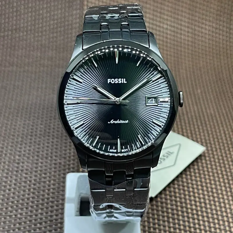 Fossil Fs5647 Three Hand Date Black Dial Stainless Steel Men's Watch 2