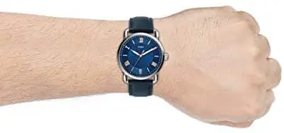 Fossil Fs5662 Three Hand Blue Dial Navy Leather Men's Watch 2