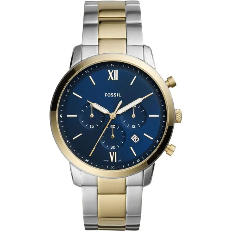 Fossil Fs5706 Neutra Chronograph Blue Dial Two-Tone Stainless Steel Men's Watch 1