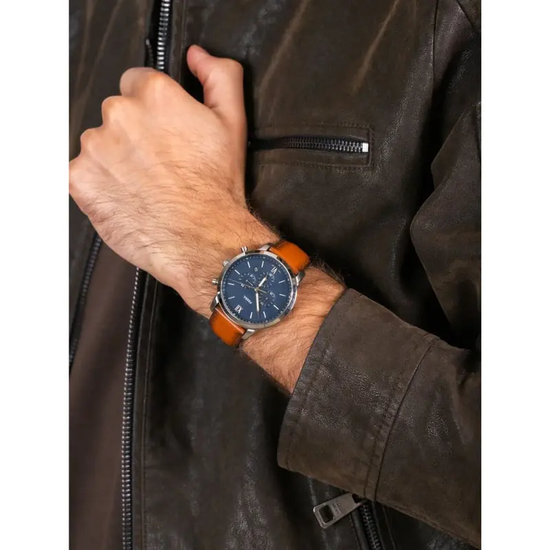 Fossil Fs5708set Neutra Chronograph Luggage Leather Men's Watch 2