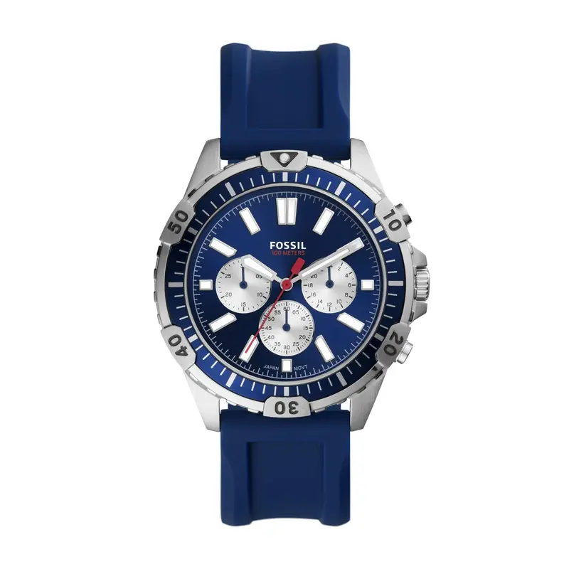 Fossil Fs5709 Garrett Chronograph Navy Silicone Men's Watch 1