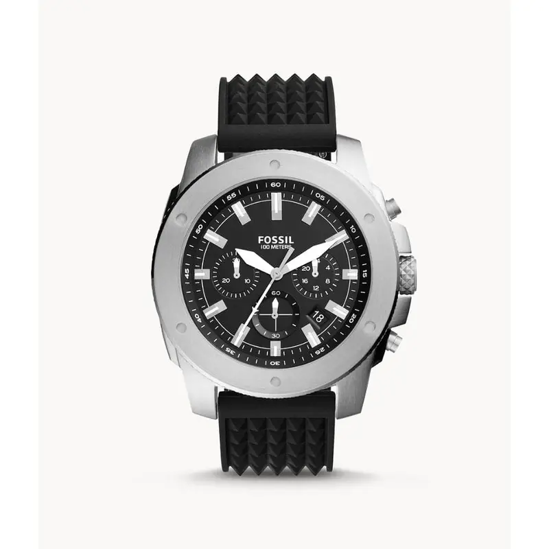 Fossil Fs5715 Mega Machine Chronograph Black Silicone Watch 1
