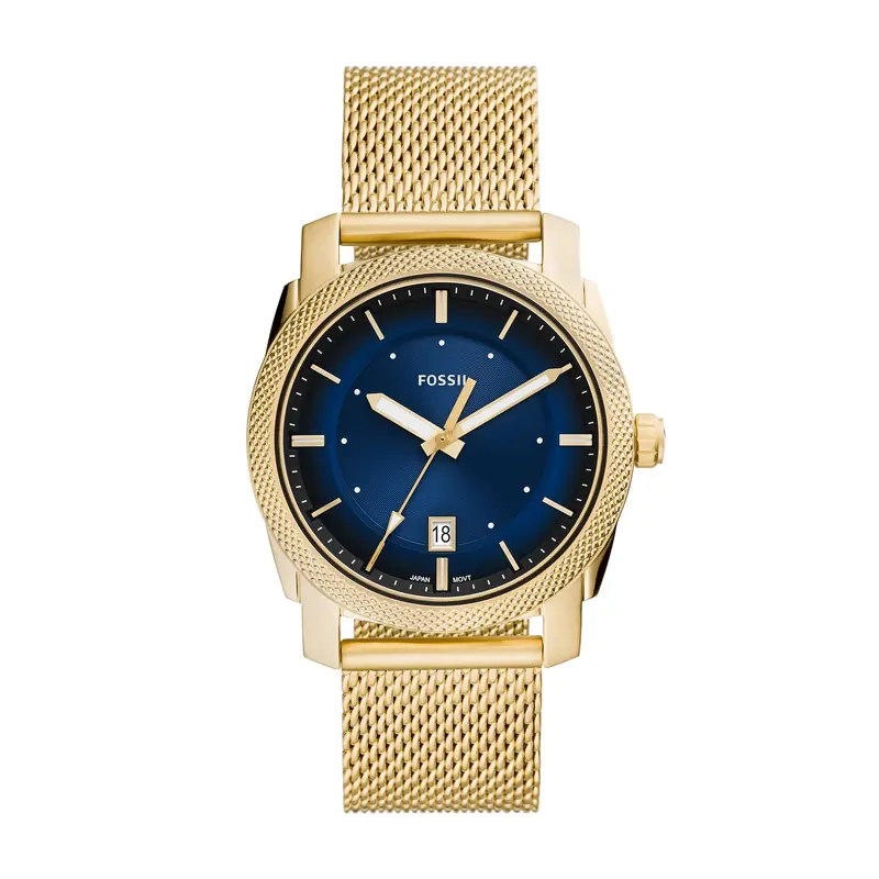 Fossil Fs5794 Machine Three Hand Date Gold-Tone Stainless Steel Mesh Men's Watch 1
