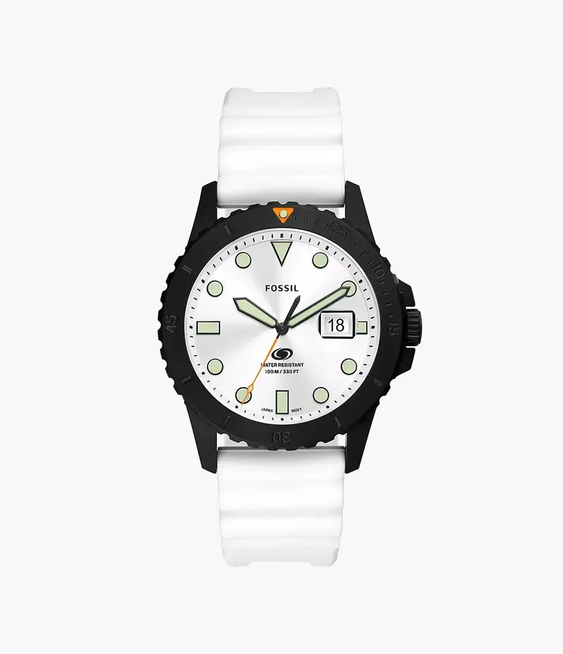 Fossil Fs5999 Blue Dive White Silicone Watch 1