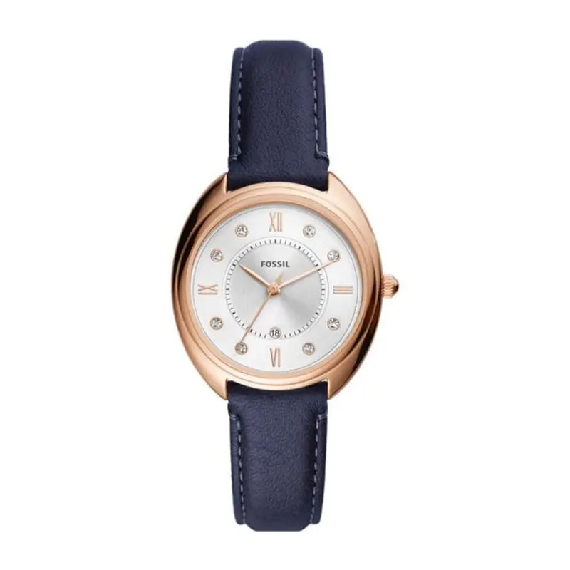 Fossil Gabby Three-Hand Date Navy Leather Watch Es5116 1