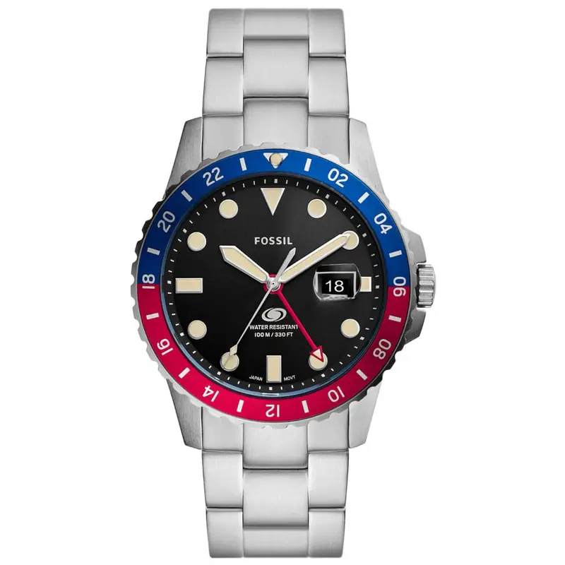 Fossil Gmt Black Dial Silver Stainless Steel Strap Men Watch Le1156p 1